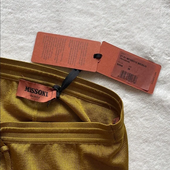 NWT Auth.Missoni Mustard Yellow Gold Fantasy Design Knit Pants Trousers 38 - Picture 7 of 10